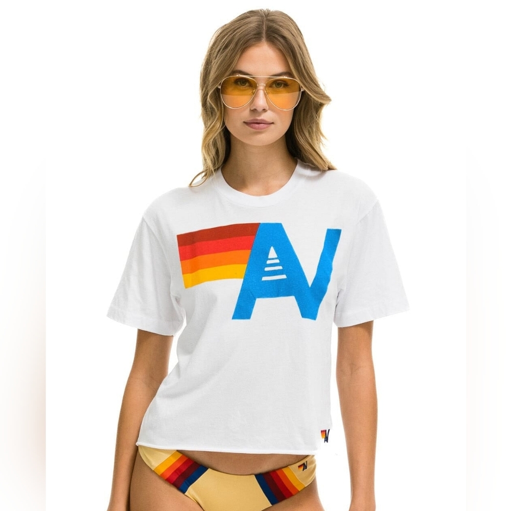 Aviator Nation White Logo Tee